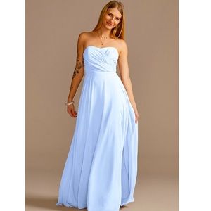 Strapless Full Skirt Bridesmaid Dress David’s Bridal Ice Blue
